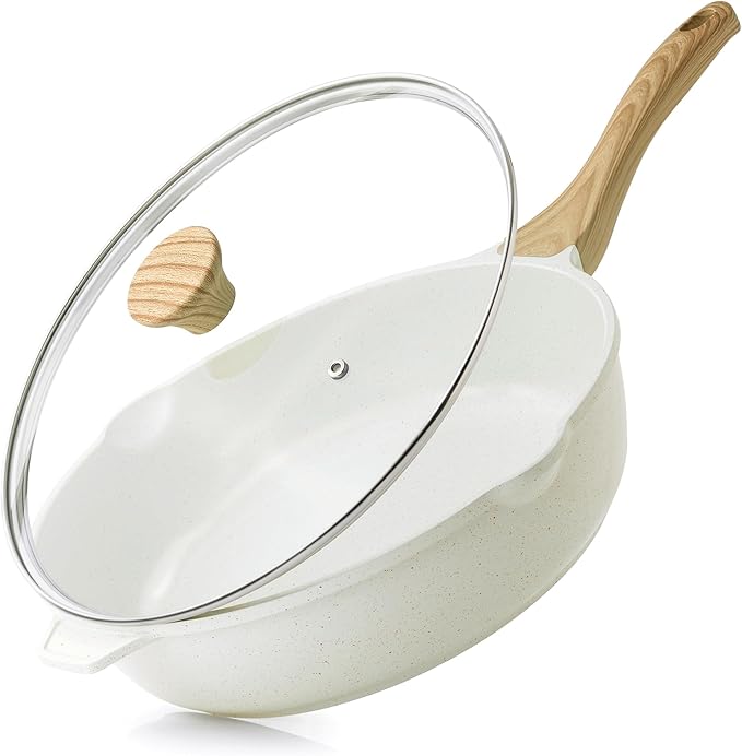 SENSARTE Nonstick Ceramic Saute Pan 12-Inch, 5QT Non-toxic Deep Frying Pan Skillet with Lid