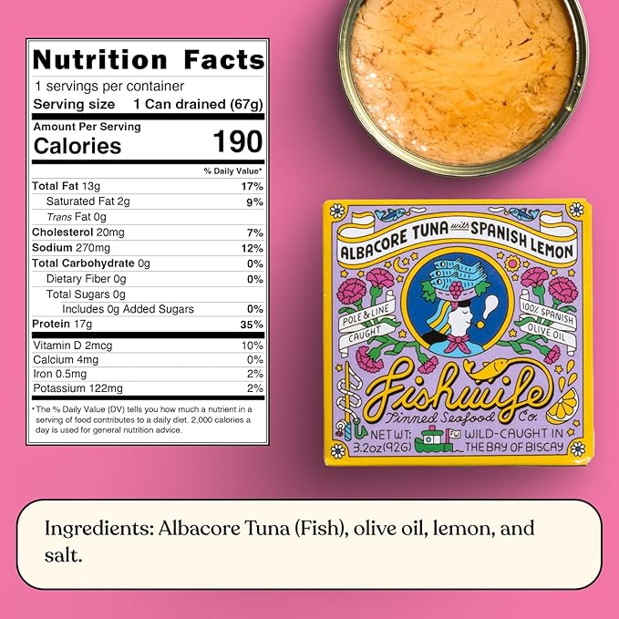 Fishwife Lemon Tuna 3-Pack (3.2 Ounce) | MSC-Certified Sustainable Seafood, High Protein, Gluten