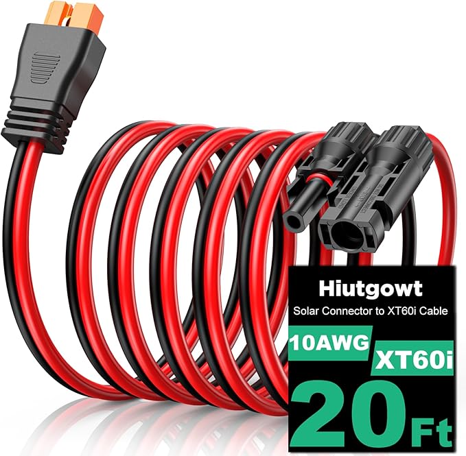 Oududianzi 10AWG XT60i Solar Cable 20FT, Solar to XT60i Cable 3 10 15 25 30 40 50FT, Solar Panel