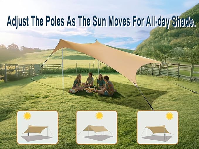 10×10ft UPF50+ Beach Tent Sun Shelter, Windproof Stable Outdoor Pop Up Beach Shade Canopy for
