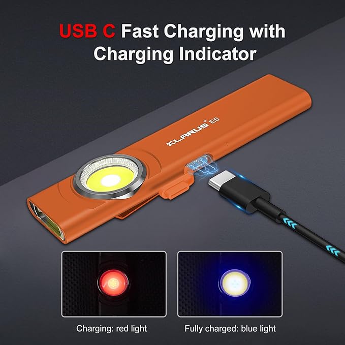 klarus E5 Pocket Flashlight, Rechargeable EDC Flashlight, Super Slim 4.2x1x0.3inch, 600 Lumens