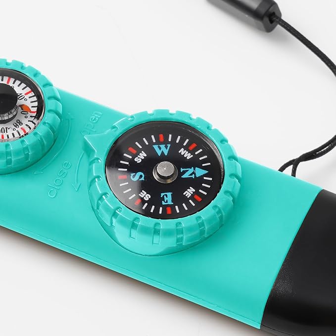 Emergency Survival Safety Whistle，Whistle for Kids with Lanyard,Compass,Thermometer,Ideal for