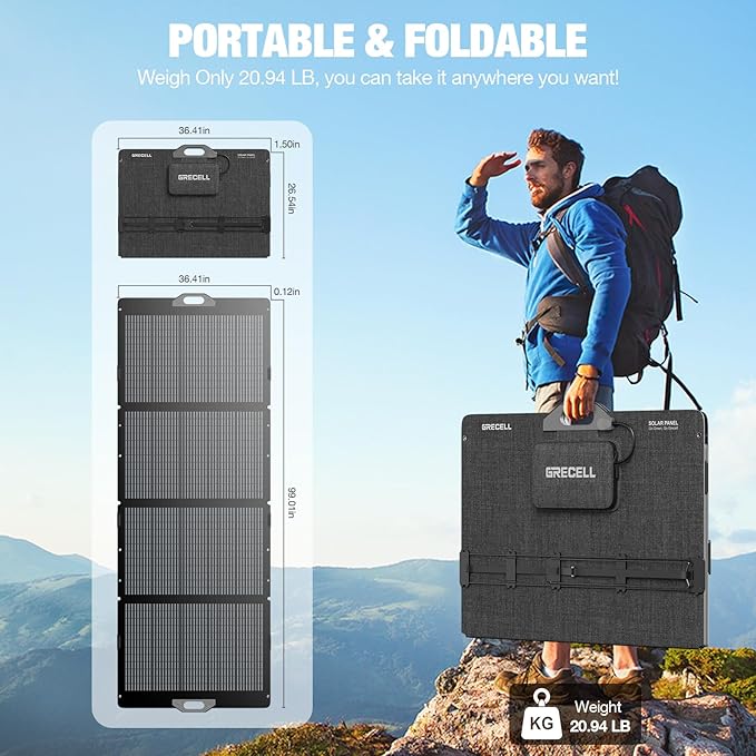 GRECELL 350W Portable Solar Panel for Power Station Generator, Foldable Solar Panel, 37.4V