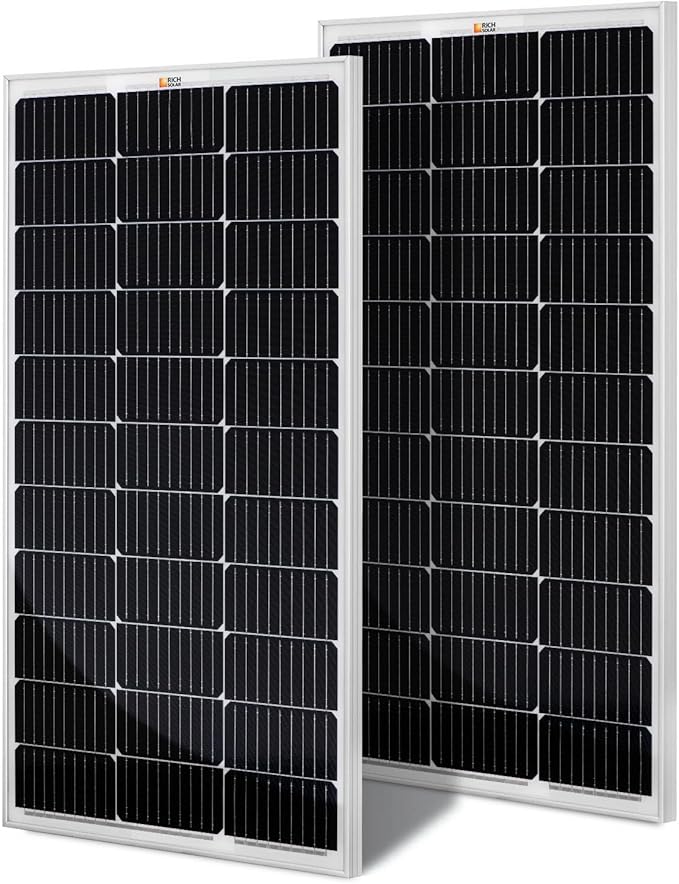 RICH SOLAR 200 Watt 12 Volt Monocrystalline Solar Panel 2 Pack of 9BB Cell 100W High Efficiency