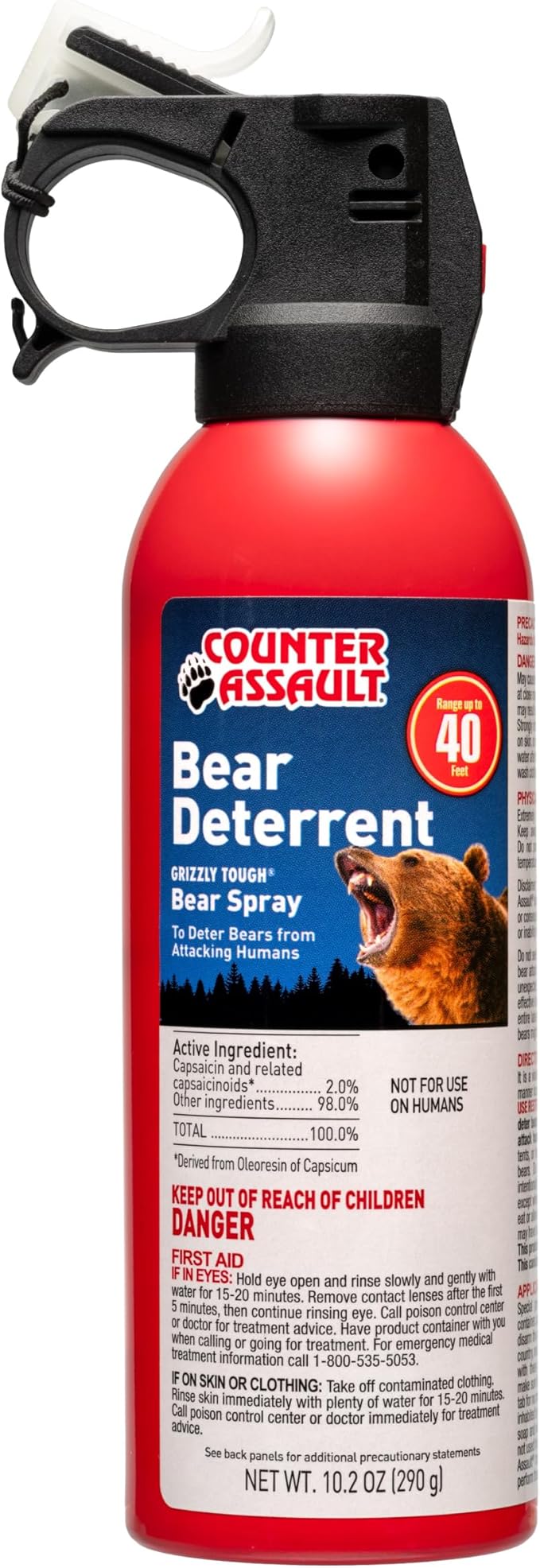 Counter Assault Bear Spray - Bears, Mountain Lions, Coyotes - Long-Range 40ft Distance - Pepper