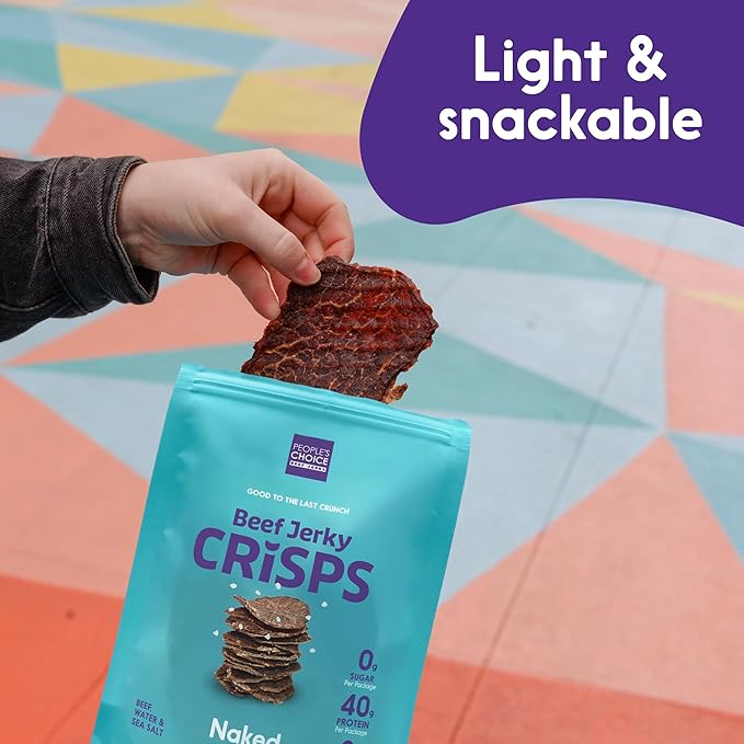 People's Choice Beef Jerky - Jerky Crisps - Naked - Three Ingredients - Beef, Water, Sea Salt