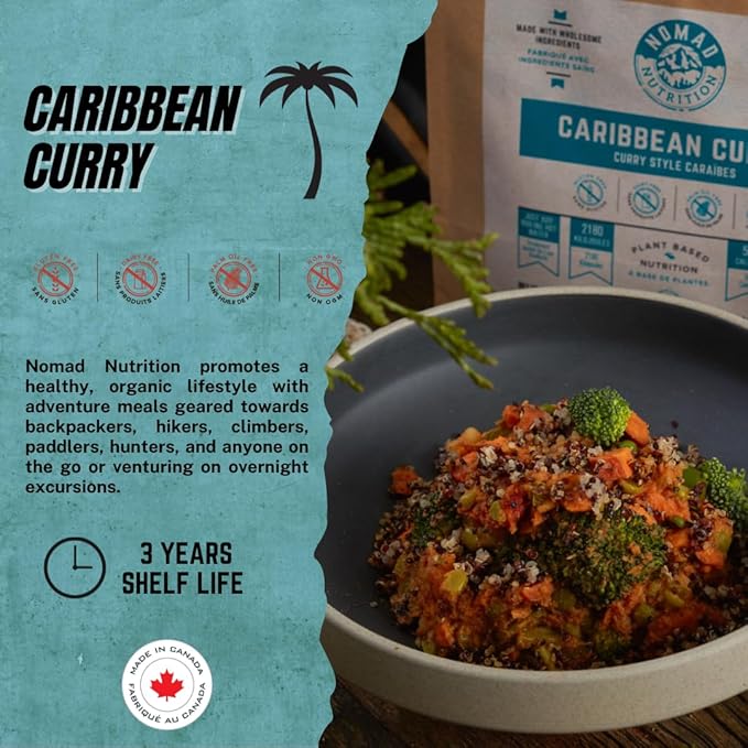 Nomad Nutrition Caribbean Curry | Instant Freeze Dried Backpacking & Camping Food | Plant-Based