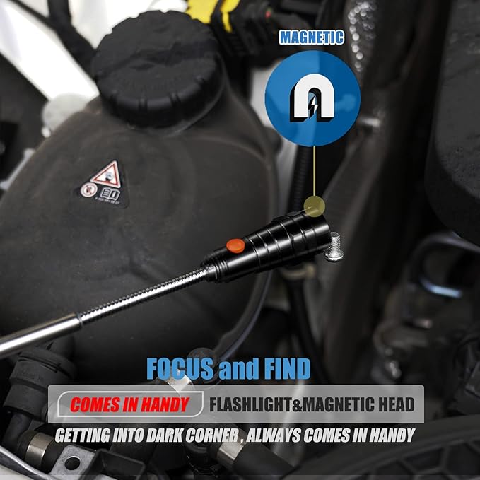 VIBELITE Gifts for Dad, Magnetic Flashlight with Tool Magnetic Lanyard, Telescoping Magnet Pickup