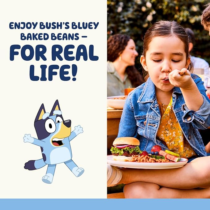 BUSH'S BEST 15.8 oz Canned Bluey Original Baked Beans, Source of Plant Based Protein and Fiber, Low