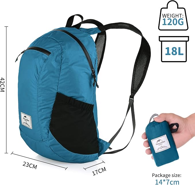 Naturehike 18L Lightweight Hiking Backpack, Waterproof Camping Packable Backpack Ultralight for