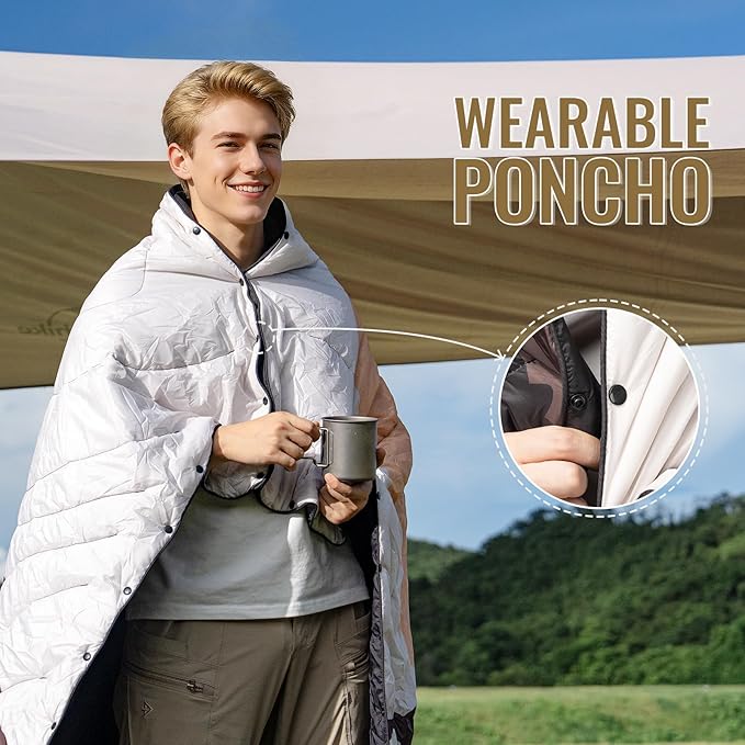 ONETIGRIS Camping Blanket,Wearable Outdoor Quilt with Recycled Thermal Insulation, Convertible to