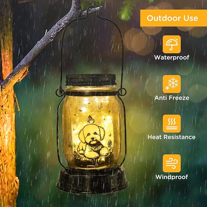 Bichon Dog Gifts for Women/Men Bichon Frise Solar Lanterns Birthday Dog Lovers Lantern Pet Loss Dog