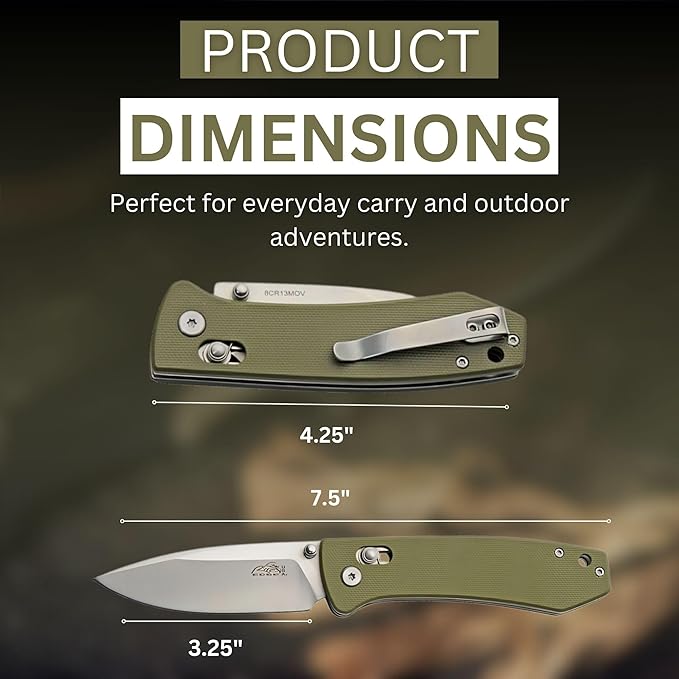 Rite Edge Premium Folding Pocket Knife - 4.25" Stainless Steel Blade, G10 Handle, Belt Clip