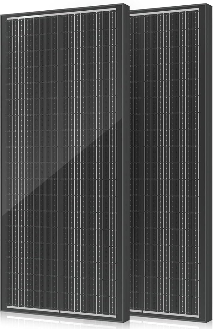 18BB 200W Solar Panel, 2Pcs N-Type 12V/24V 100 Watt Solar Panels, 25% High Efficiency