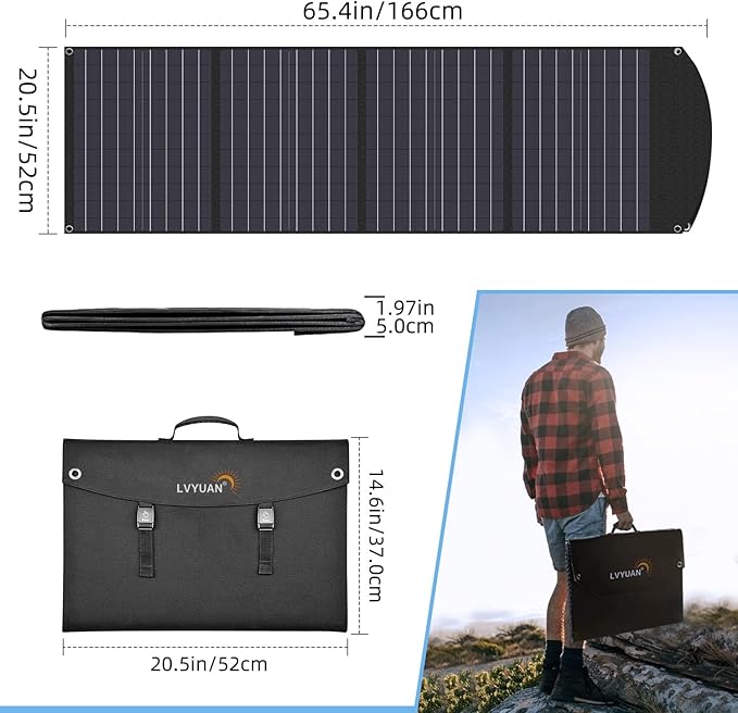 LVYUAN 120 Watt Portable Solar Panel with Adjustable Kickstands, Foldable, Waterproof IP65 for RV
