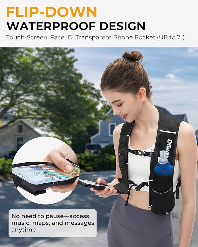 Running Vest for Women Men, Lightweight Hydration Runner Vest with Transparent Waterproof Phone