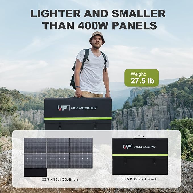 ALLPOWERS SP039 600W Foldable Solar Panel, 24% Efficient IP66 Waterproof for RV Camping Home & 12V