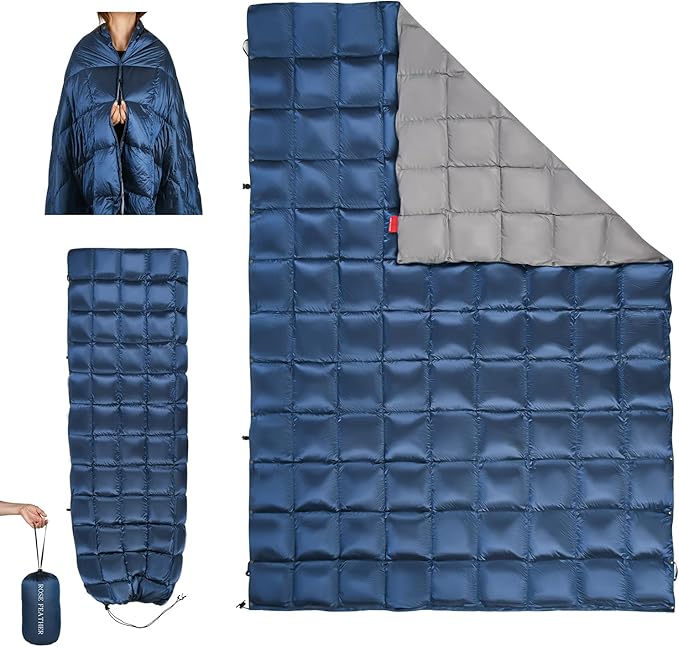 Down Camping Blanket, Muti-Use Outdoor Travel Blanket, Puffy Sleeping Bag Blanket, Waterproof