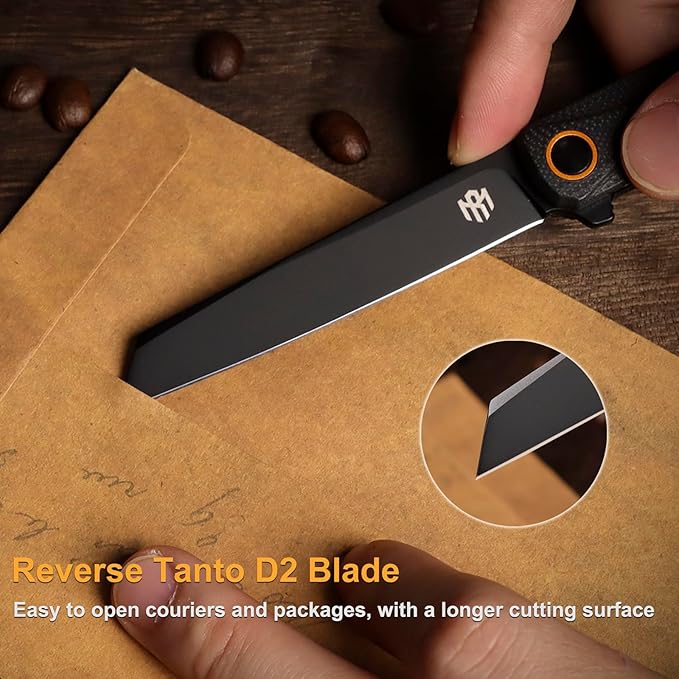 EDC Pocket Knife Canyon, 3.2" D2 Steel Tanto Blade Flip Open,G10 Handle Small Folding Knife with