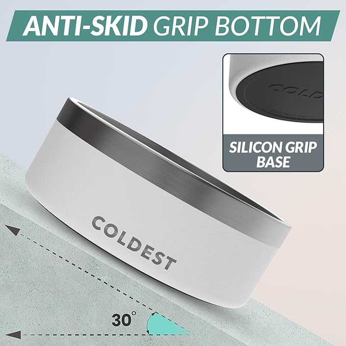 Coldest Dog Bowl - Anti Rust Metal, Non Slip, 3 Layers Insulated Stainless Steel Dog Bowls - Spill