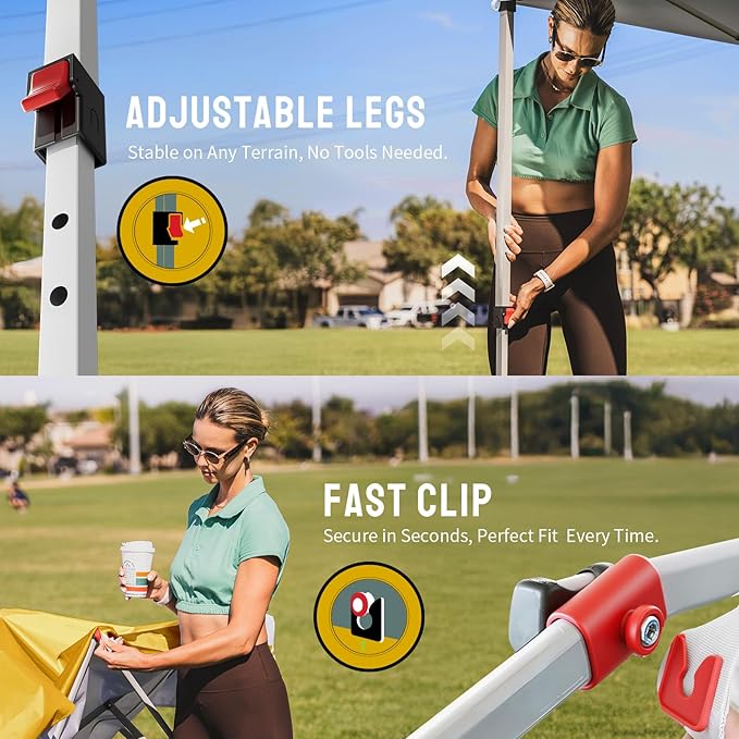 Crown Shades 10x10 Pop Up Canopy - Beach Tent with One Push Setup - Outdoor Sun Shade for Events