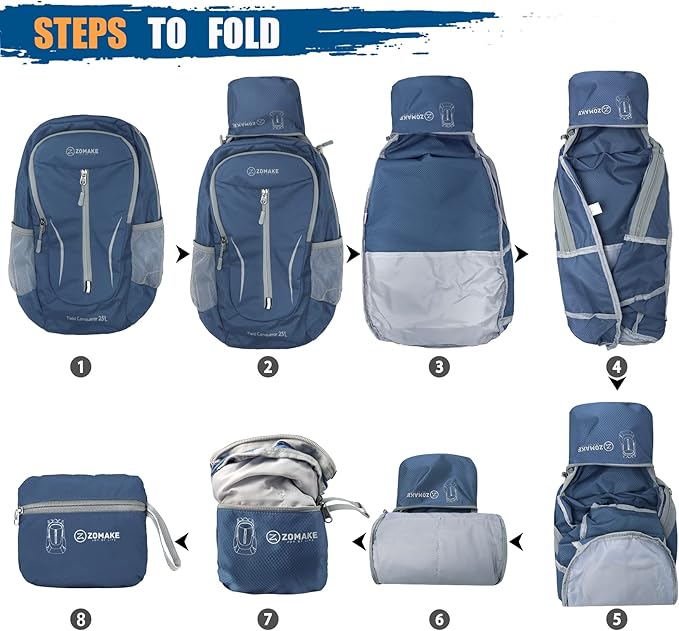 ZOMAKE Ultra Lightweight Packable Backpack 25L - Foldable Hiking Backpacks Water Resistant Small