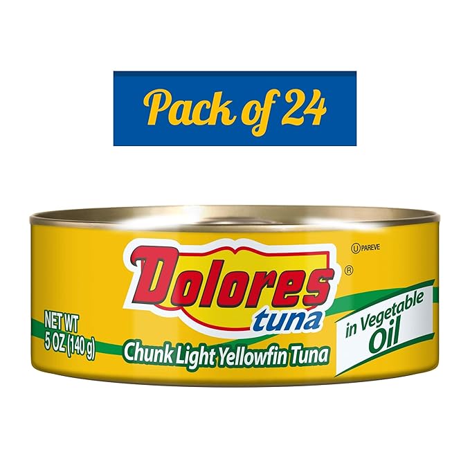 Dolores Tuna Chunk Light Yellowfin Tuna in Vegetable Oil,5 Ounce (Pack of 24)