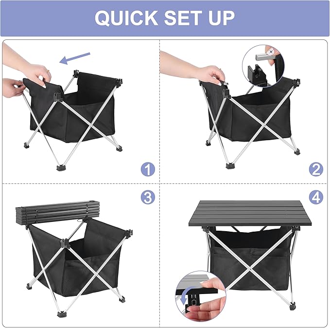Grope Portable Camping Table Ultralight Aluminum Camp Table with Storage Bag,Beach Table for Sand