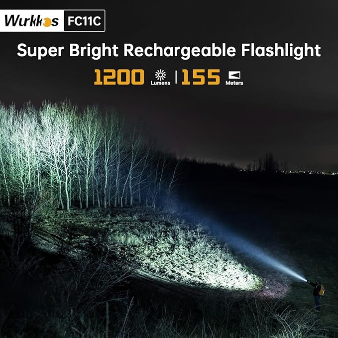Wurkkos FC11C LED Flashlights Rechargeable -Small Powerful EDC Flashlight 90CRI 1200 High Lumen