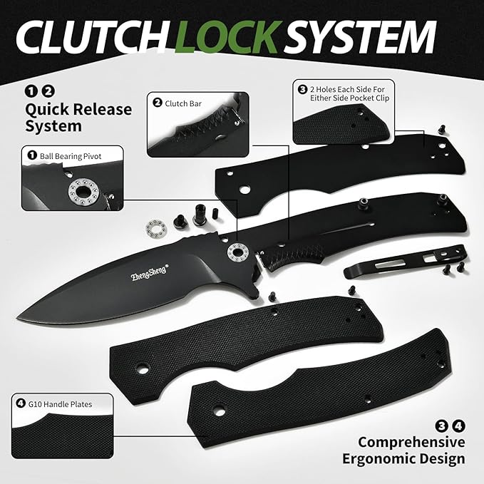 Praxis Folding Pocket Knife, 3.6" PVD Titanium Coating D2 Steel Blade Foldable Knife with G10