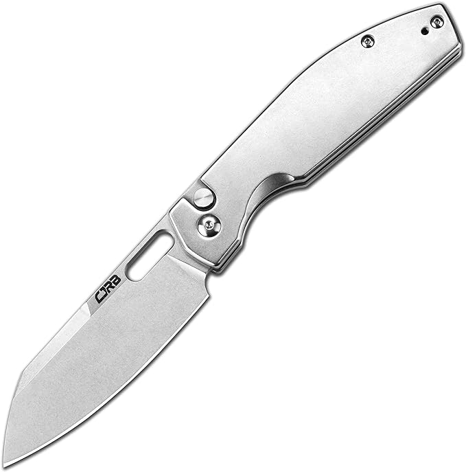 CJRB Pocket EDC Knife Ekko(J1929) Button Lock Small Folding Knife AR-RPM9 Steel Blade and Silver