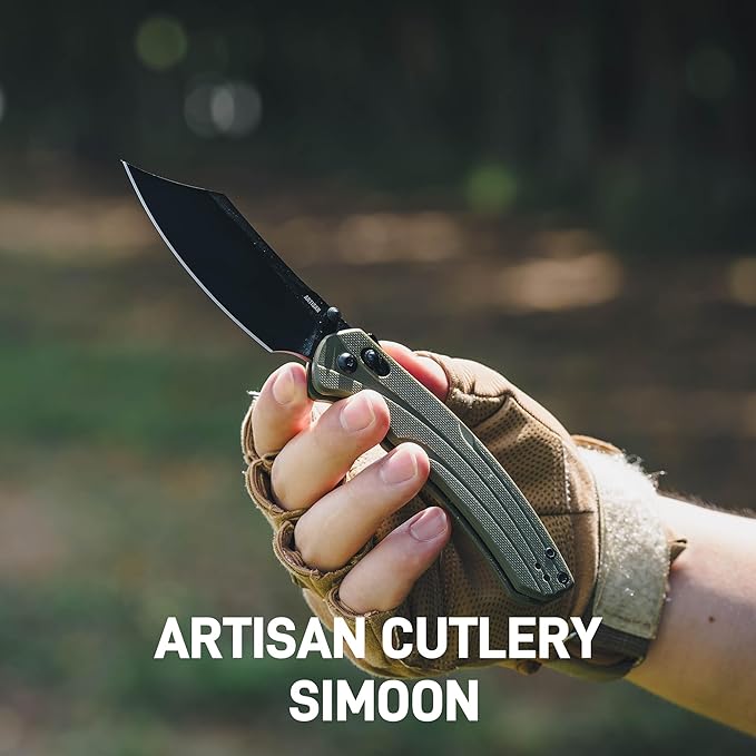 ARTISANCUTLERY Simoon Folding Knife, 3.47" AR-RPM9 Steel Blade G10 Handle Pocket Knife with Recoil