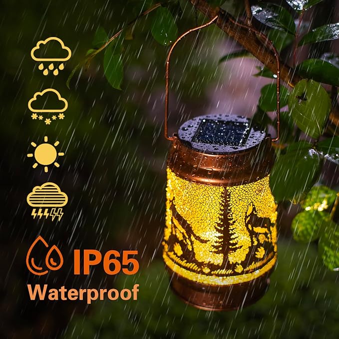 2 Pack Wolf Solar Lanterns Outdoor Waterproof Hanging Lights for Garden Decor, Yard, Patio, Lawn