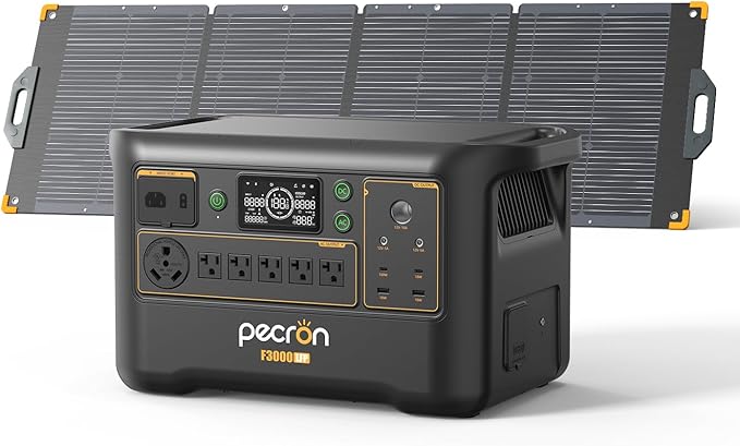 Pecron Portable Power Station F3000LFP with 200W Solar Panel*1, 3072Wh Solar Camping Generator can
