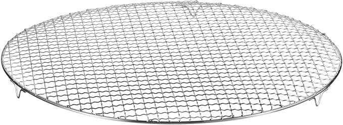 HARFINGTON Round Cooking Rack 16.7-inch Stainless Steel Cross Wire Barbecue Grill Net with 20mm