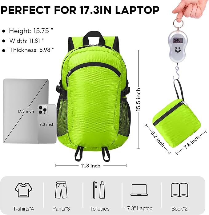 Small Hiking Daypack,15L Water-Resistant Hiking Backpack Packable Lightweight Travel Day Pack for