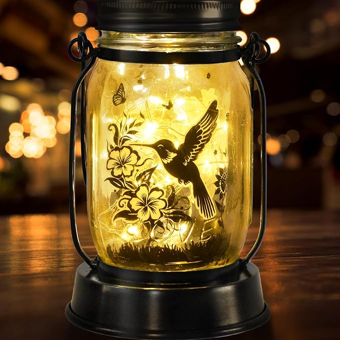 Hummingbird Solar Lantern Outdoor Garden Decor, Gifts for Women Mom Gradma Birthday Gifts, Hanging