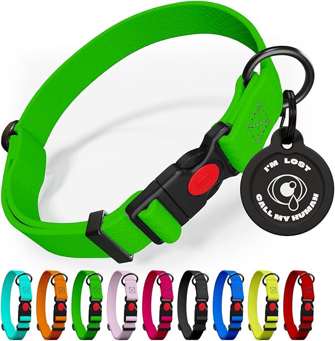 Adjustable Dog Collar with Safety Lock Buckle - Made in USA - Honeycomb Waterproof Heavy Duty Dog