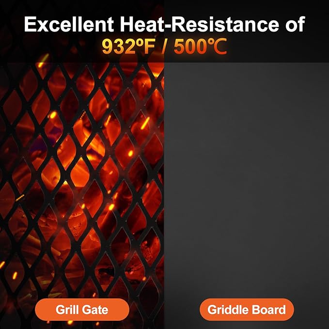 Odoland Folding Campfire Grill, Heavy Duty Steel Mesh Grate with Folding Legs and Storage Bag