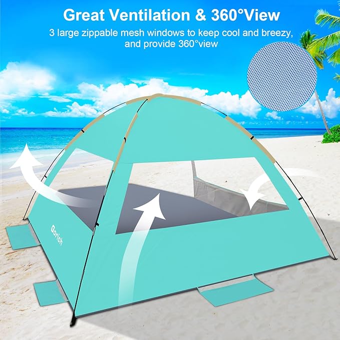 Gorich Beach Tent Sun Shelter for 3/4-5/6-7/8-10 Person with UPF 50ï¼?UV Protection, Lightweight &