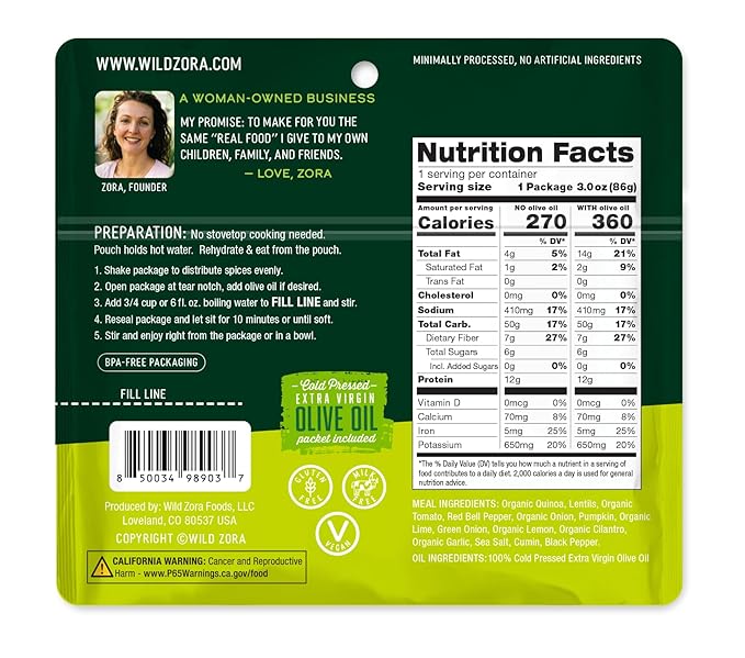 Wild Zora Instant Organic Quinoa Meals - Quick & Tasty Prepared Quinoa Bowls, Pantry Staples