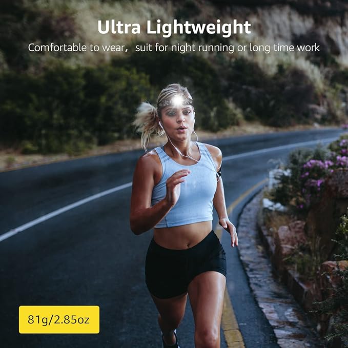 Lighting Ever LED Headlamp Rechargeable 2 Packs - Super Bright Head Lamp with 5 Modes for Camping &