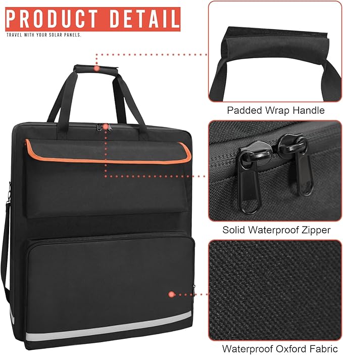 Solar Panel Storage Bag for 2 Solar Panels, Carrying Case for Jackery SolarSaga 100W 100X 200W
