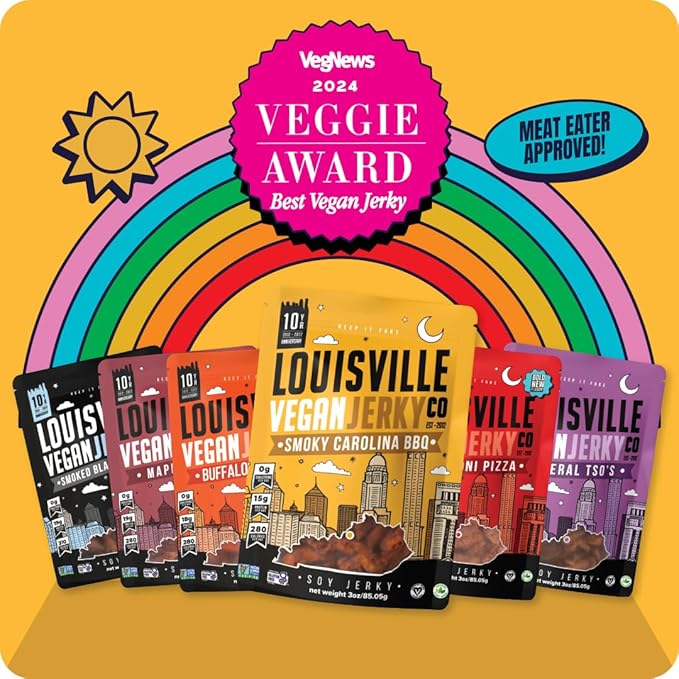 Louisville Vegan Jerky Co. Limited Variety Bundle Vegan Jerky 3 oz. 5 pack (Smoky Carolina BBQ