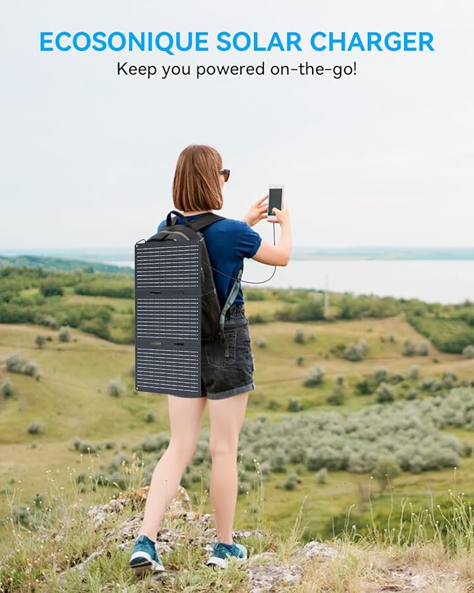 Ecosonique 30W Portable Solar Charger Foldable Solar Panels with USB C USB A Fast Charging
