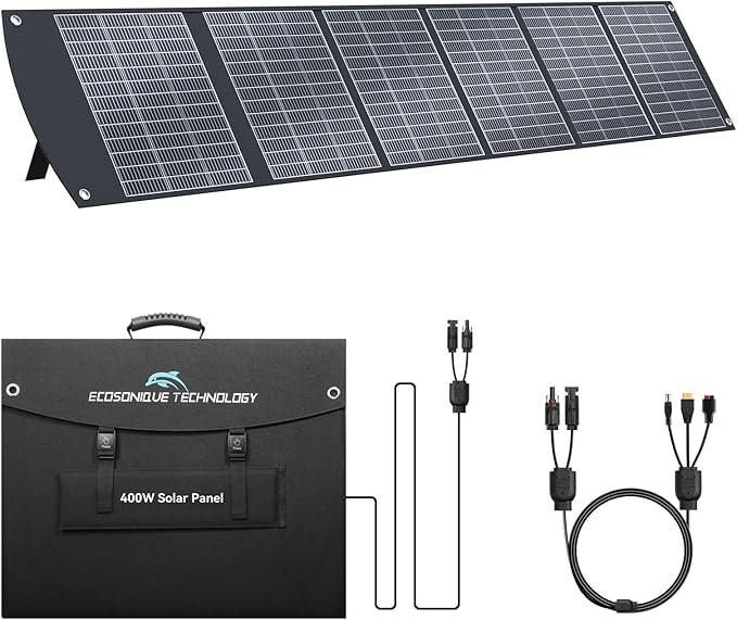 400W Portable Solar Panel for Most Power Stations, Foldable & Lightweight Solar Suitcase with