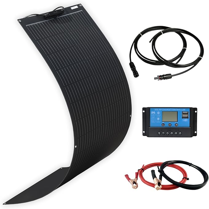 XINPUGUANG Flexible Solar Panel 100W 12V Monocrystalline Solar System kit,10A Charge