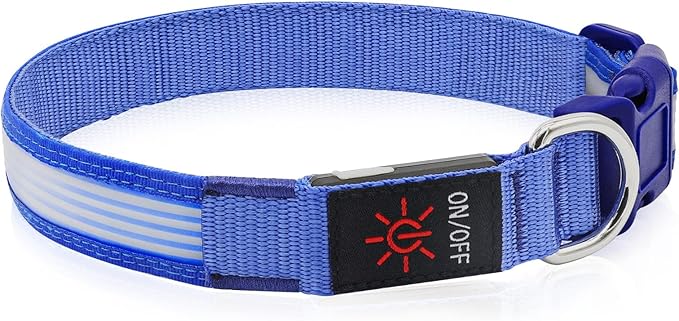 YFbrite Light up Dog Collar, USB Rechargeable LED Puppy Collar Super Bright Adjustable Glowing Dog