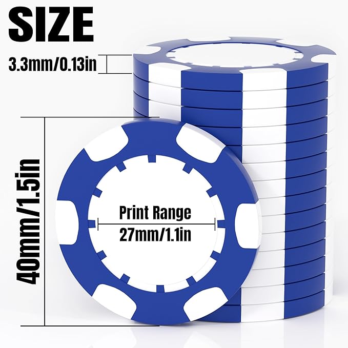 25 Custom Clay Poker Chips, 40mm Heavy 11.5g Casino Sized Personalized Poker Chips with Your Logo