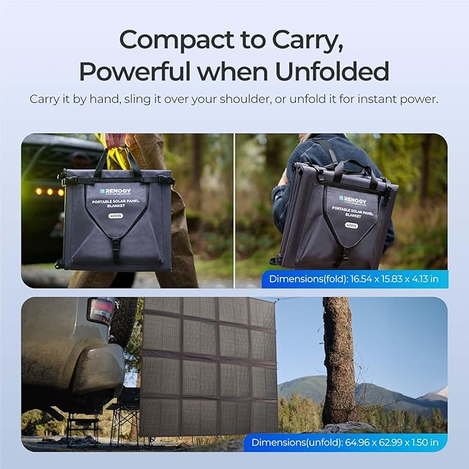 400W Portable Solar Panel, Renogy Solar Blanket N-Type Foldable Solar Panel, 25% High Efficiency